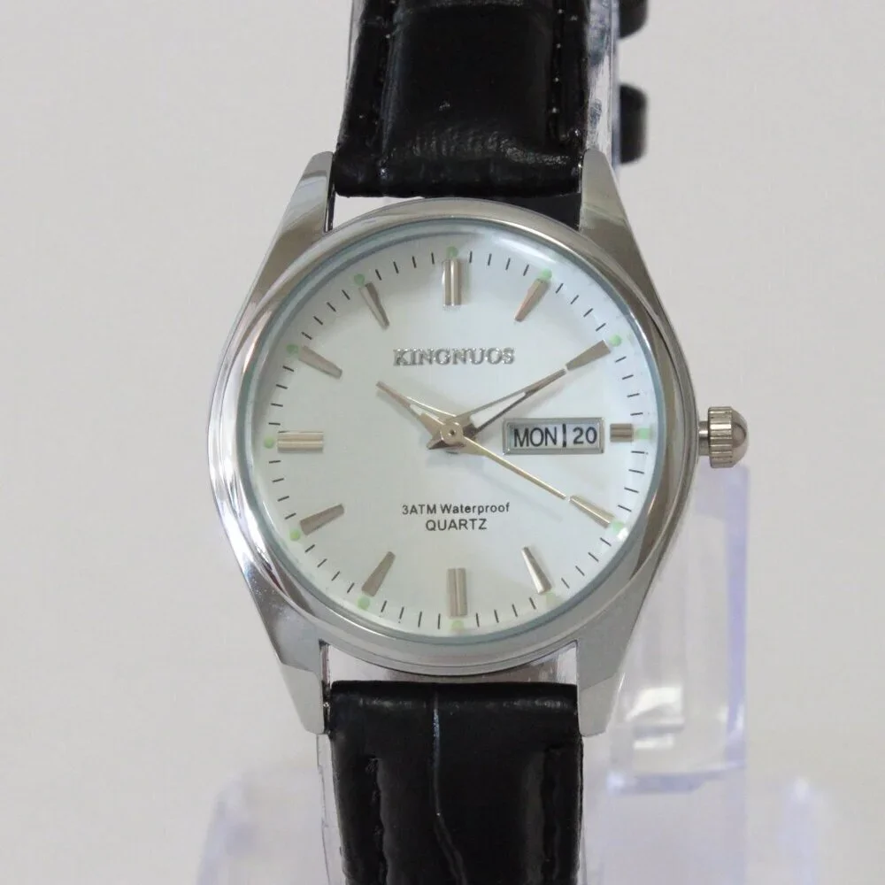 Women's Contemporary Dress Watch Silver With Black Strap 28mm